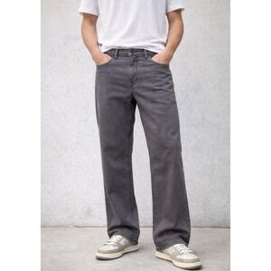 JACHS NY 5 Pocket Denim Pant Mens 40x30 Grey Straight Fit Comfort Stretch Jeans